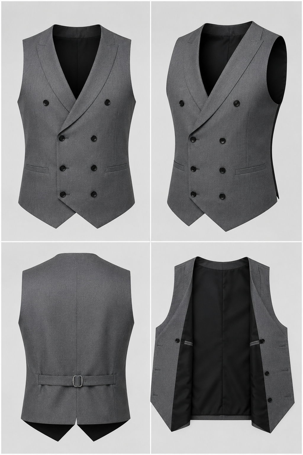 Gray Double Breasted Waistcoat